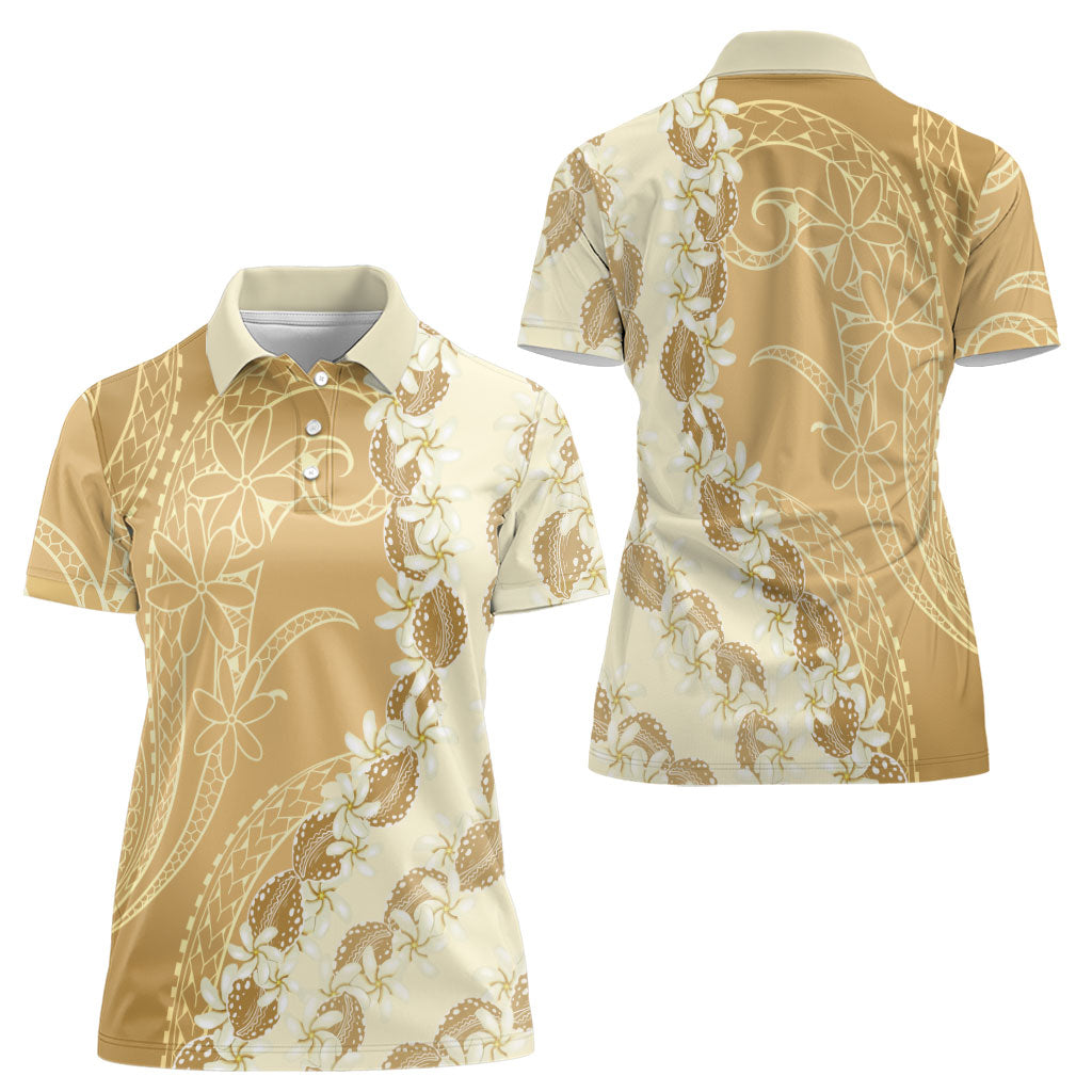Heiva i Tahiti Women Polo Shirt Tahitian Tiare Maori Cowrie Lei Brown LT14 - Polynesian Pride