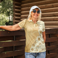 Heiva i Tahiti Women Polo Shirt Tahitian Tiare Maori Cowrie Lei Brown LT14 - Polynesian Pride