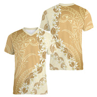 Heiva i Tahiti Women V-Neck T-Shirt Tahitian Tiare Maori Cowrie Lei Brown LT14 - Polynesian Pride