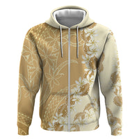 Heiva i Tahiti Zip Hoodie Tahitian Tiare Maori Cowrie Lei Brown