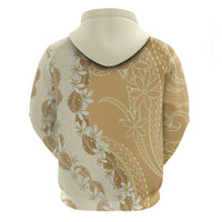 Heiva i Tahiti Zip Hoodie Tahitian Tiare Maori Cowrie Lei Brown