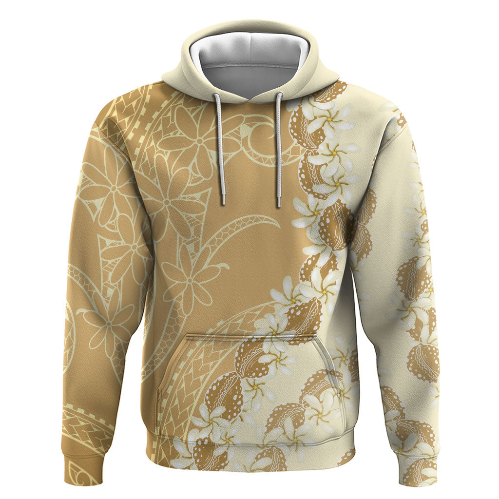 Heiva i Tahiti Zip Hoodie Tahitian Tiare Maori Cowrie Lei Brown