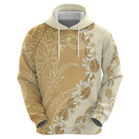Heiva i Tahiti Zip Hoodie Tahitian Tiare Maori Cowrie Lei Brown