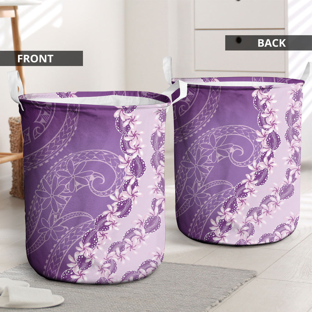 Heiva i Tahiti Laundry Basket Tahitian Tiare Maori Cowrie Lei Purple