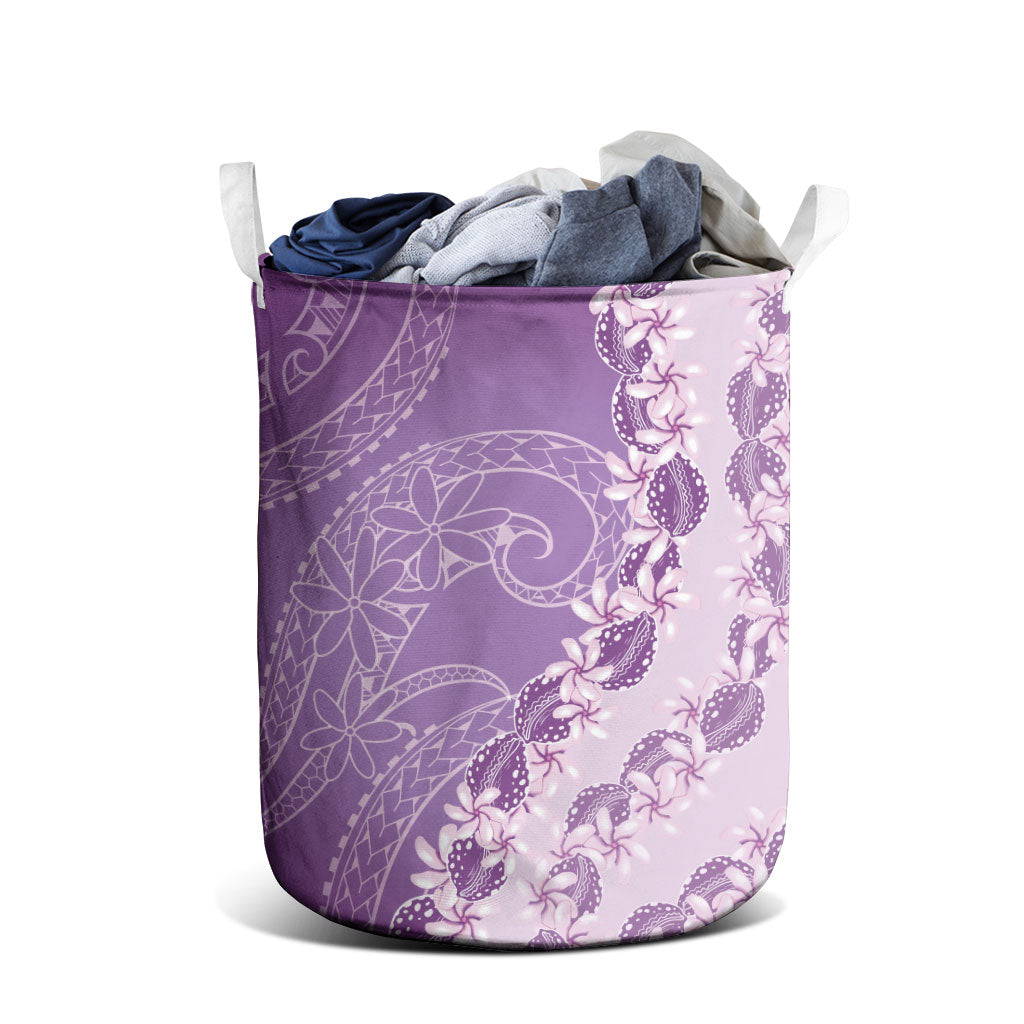 Heiva i Tahiti Laundry Basket Tahitian Tiare Maori Cowrie Lei Purple