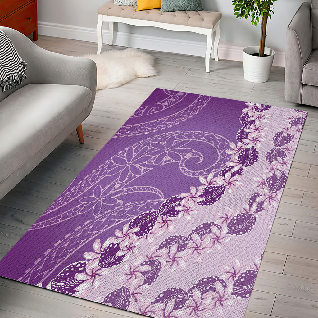 Heiva i Tahiti Area Rug Tahitian Tiare Maori Cowrie Lei Purple