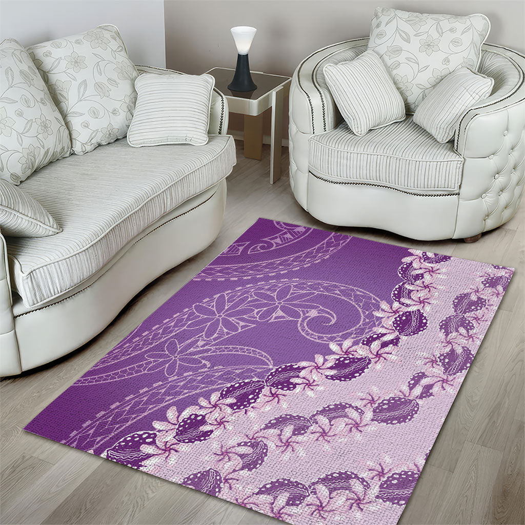 Heiva i Tahiti Area Rug Tahitian Tiare Maori Cowrie Lei Purple