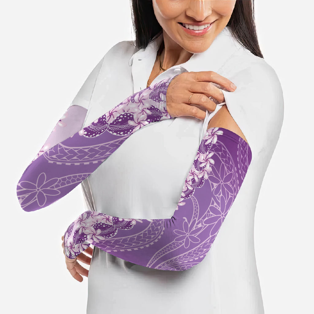 Heiva i Tahiti Arm Sleeves Tahitian Tiare Maori Cowrie Lei Purple