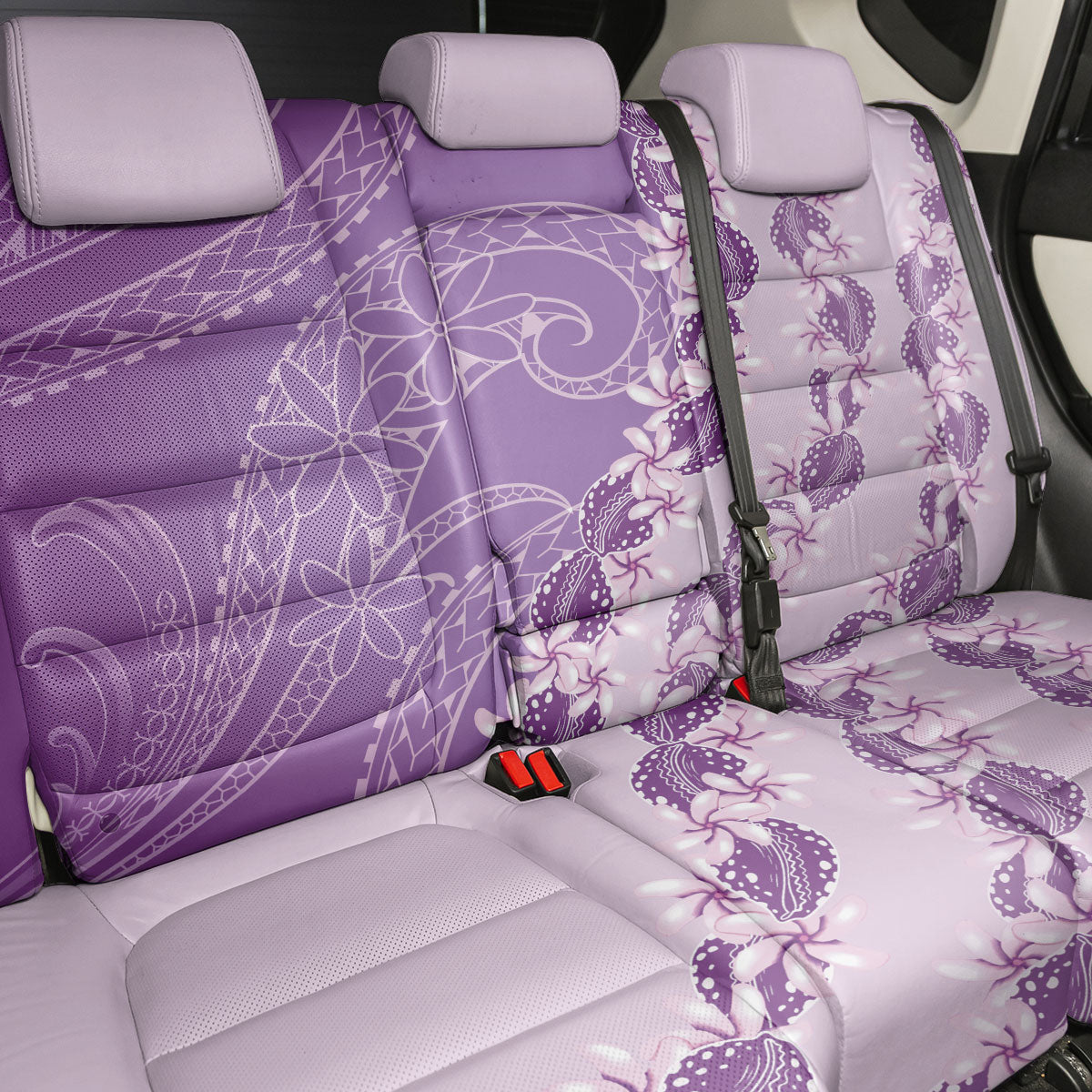Heiva i Tahiti Back Car Seat Cover Tahitian Tiare Maori Cowrie Lei Purple