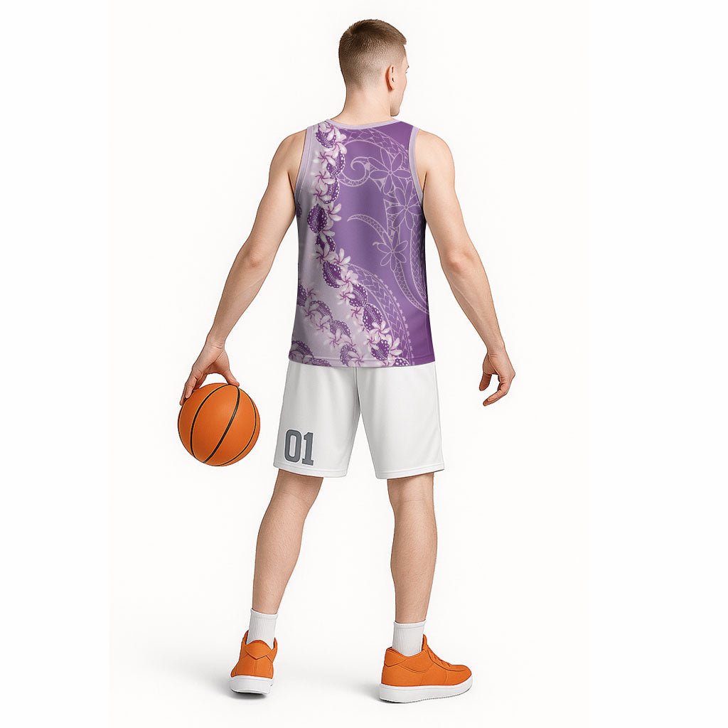 Heiva i Tahiti Basketball Jersey Tahitian Tiare Maori Cowrie Lei Purple