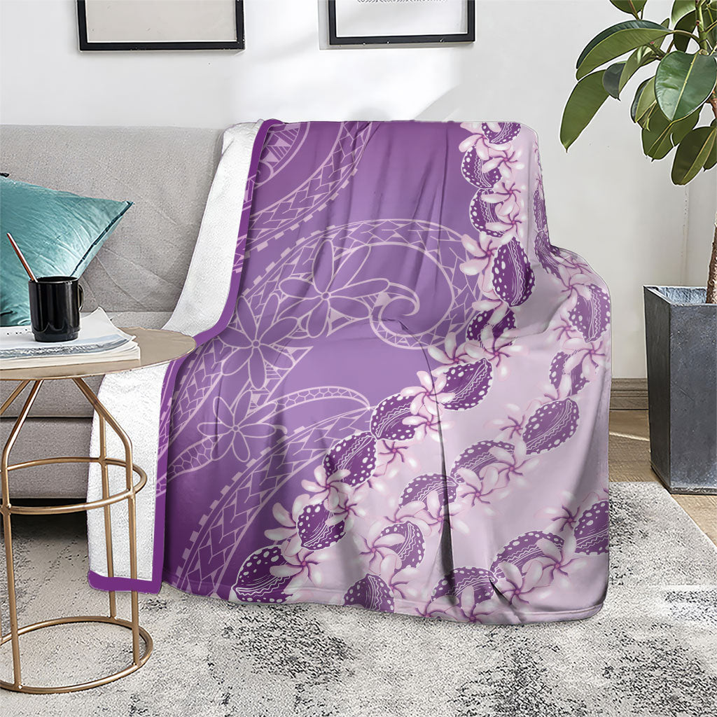 Heiva i Tahiti Blanket Tahitian Tiare Maori Cowrie Lei Purple