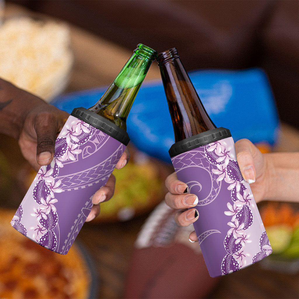Heiva i Tahiti 4 in 1 Can Cooler Tumbler Tahitian Tiare Maori Cowrie Lei Purple LT14 - Polynesian Pride