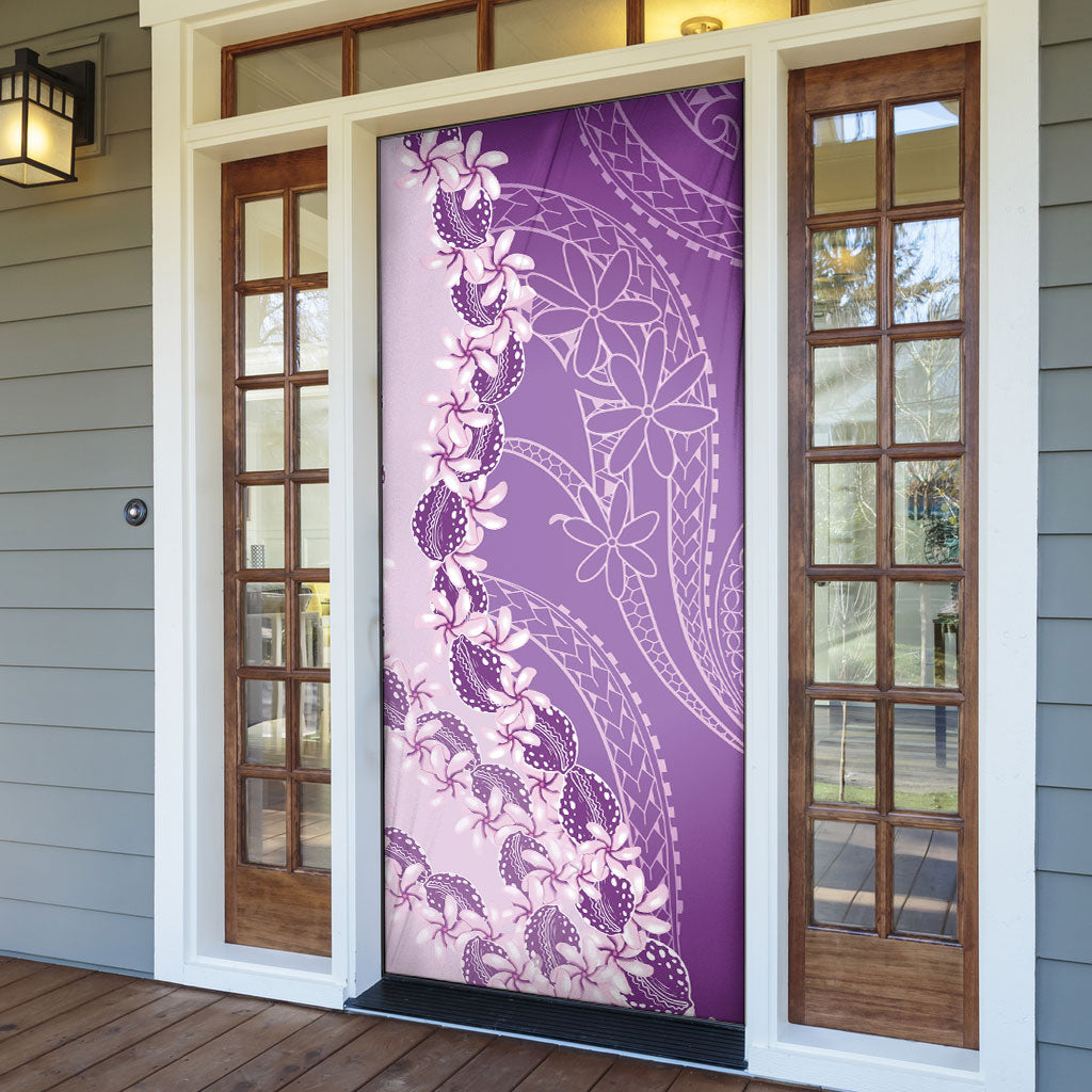 Heiva i Tahiti Door Cover Tahitian Tiare Maori Cowrie Lei Purple