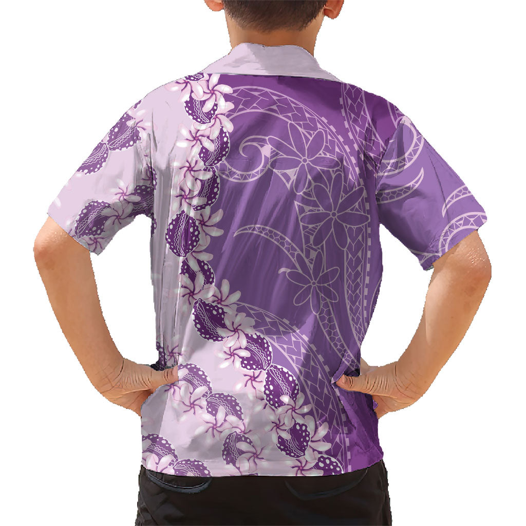 Heiva i Tahiti Family Matching Mermaid Dress and Hawaiian Shirt Tahitian Tiare Maori Cowrie Lei Purple LT14 - Polynesian Pride