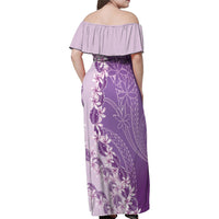 Heiva i Tahiti Family Matching Off Shoulder Maxi Dress and Hawaiian Shirt Tahitian Tiare Maori Cowrie Lei Purple LT14 - Polynesian Pride
