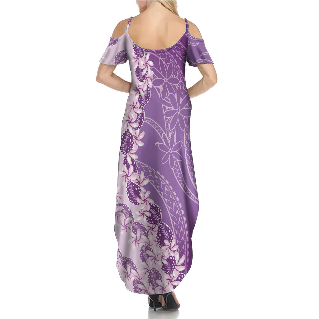 Heiva i Tahiti Family Matching Summer Maxi Dress and Hawaiian Shirt Tahitian Tiare Maori Cowrie Lei Purple LT14 - Polynesian Pride