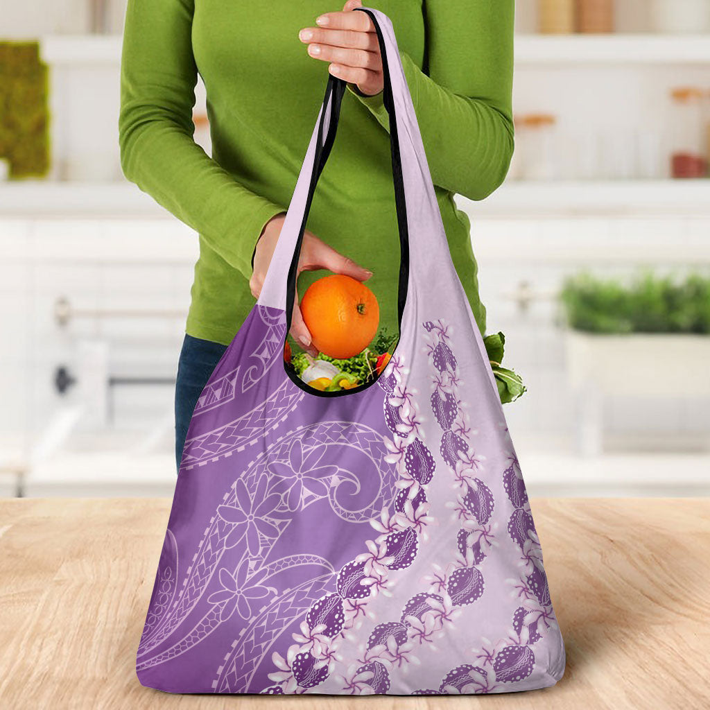 Heiva i Tahiti Grocery Bag Tahitian Tiare Maori Cowrie Lei Purple