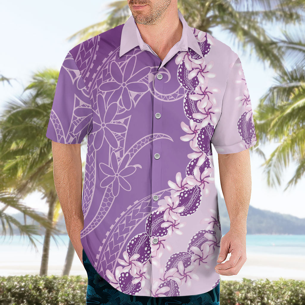 Heiva i Tahiti Hawaiian Shirt Tahitian Tiare Maori Cowrie Lei Purple