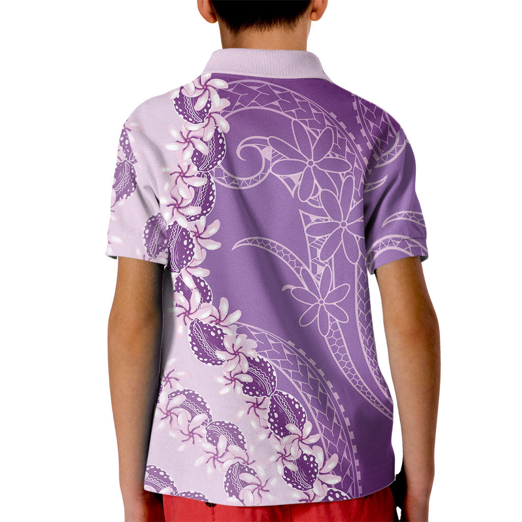 Heiva i Tahiti Kid Polo Shirt Tahitian Tiare Maori Cowrie Lei Purple LT14 - Polynesian Pride