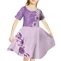 Heiva i Tahiti Kid Short Sleeve Dress Tahitian Tiare Maori Cowrie Lei Purple LT14 - Polynesian Pride