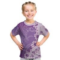 Heiva i Tahiti Kid T Shirt Tahitian Tiare Maori Cowrie Lei Purple