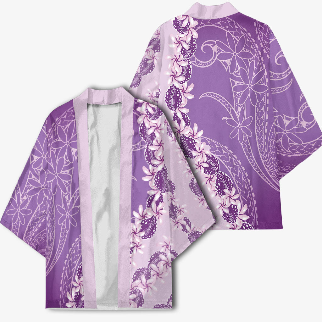 Heiva i Tahiti Kimono Tahitian Tiare Maori Cowrie Lei Purple