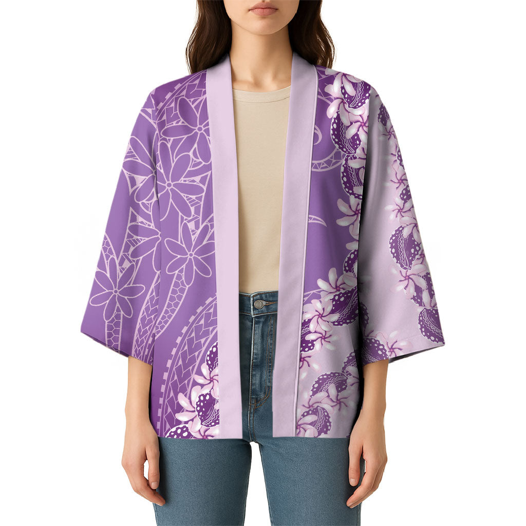 Heiva i Tahiti Kimono Tahitian Tiare Maori Cowrie Lei Purple