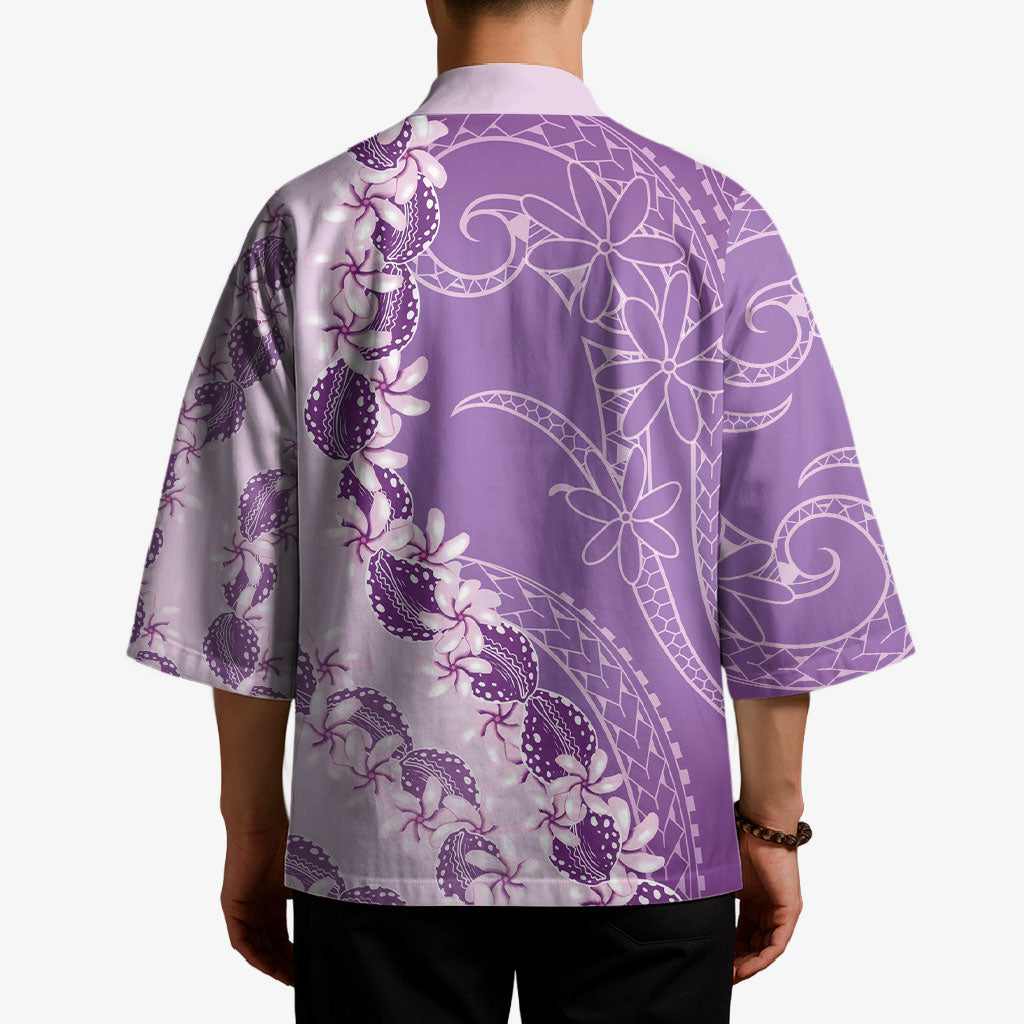 Heiva i Tahiti Kimono Tahitian Tiare Maori Cowrie Lei Purple