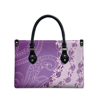Heiva i Tahiti Leather Bag Tahitian Tiare Maori Cowrie Lei Purple