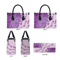 Heiva i Tahiti Leather Bag Tahitian Tiare Maori Cowrie Lei Purple