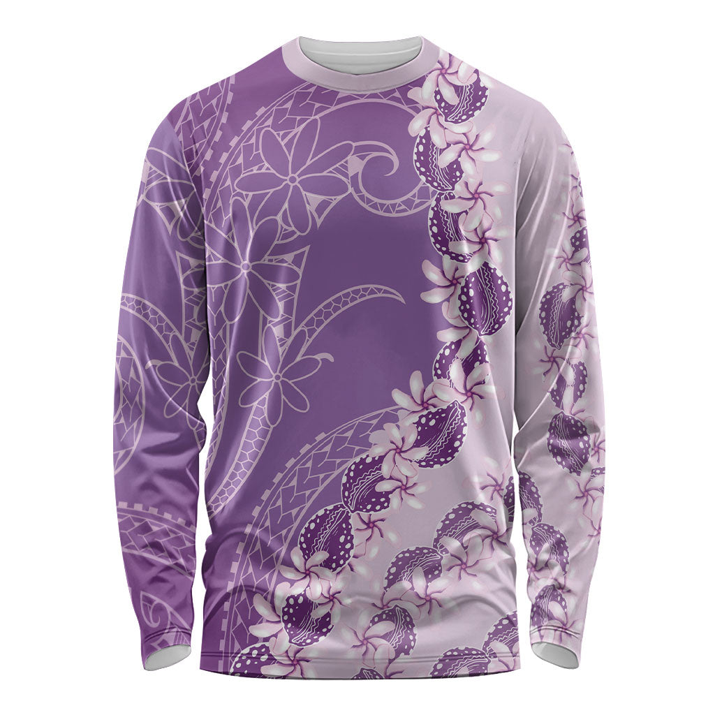 Heiva i Tahiti Long Sleeve Shirt Tahitian Tiare Maori Cowrie Lei Purple