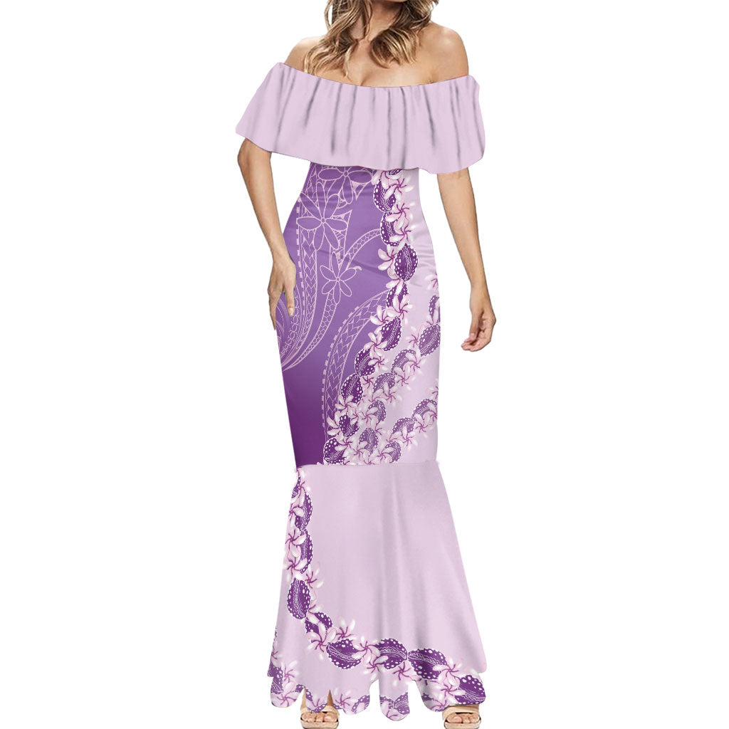 Heiva i Tahiti Mermaid Dress Tahitian Tiare Maori Cowrie Lei Purple LT14 - Polynesian Pride