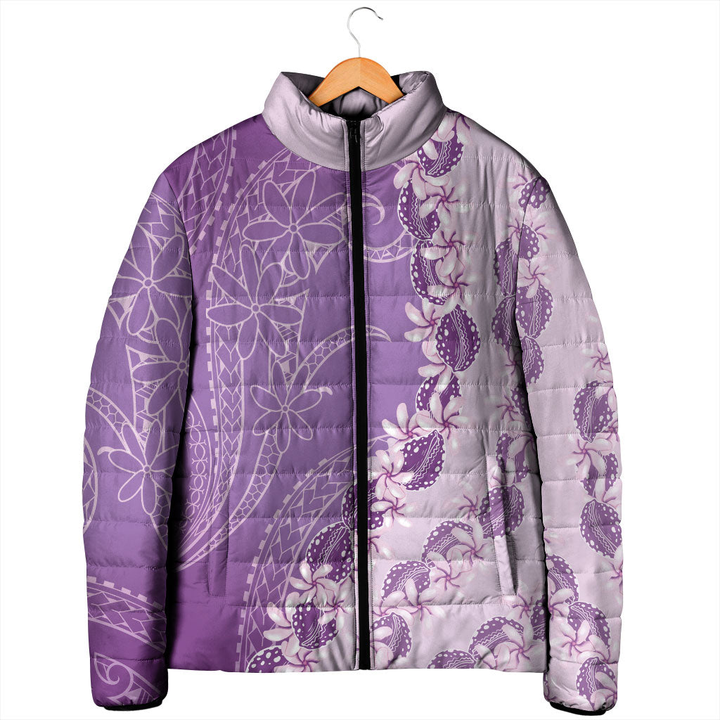 Heiva i Tahiti Padded Jacket Tahitian Tiare Maori Cowrie Lei Purple