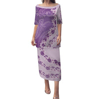 Heiva i Tahiti Puletasi Tahitian Tiare Maori Cowrie Lei Purple