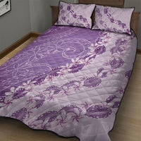 Heiva i Tahiti Quilt Bed Set Tahitian Tiare Maori Cowrie Lei Purple