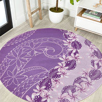 Heiva i Tahiti Round Carpet Tahitian Tiare Maori Cowrie Lei Purple