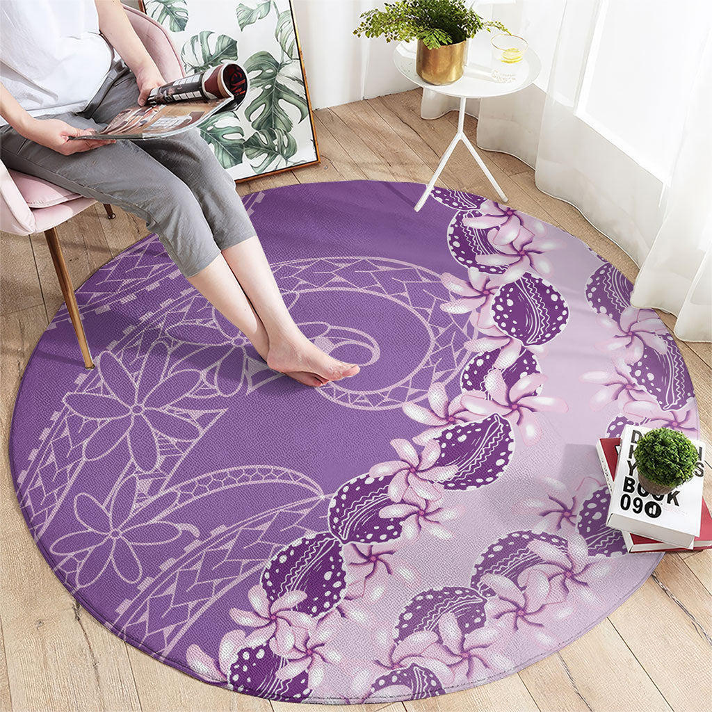 Heiva i Tahiti Round Carpet Tahitian Tiare Maori Cowrie Lei Purple