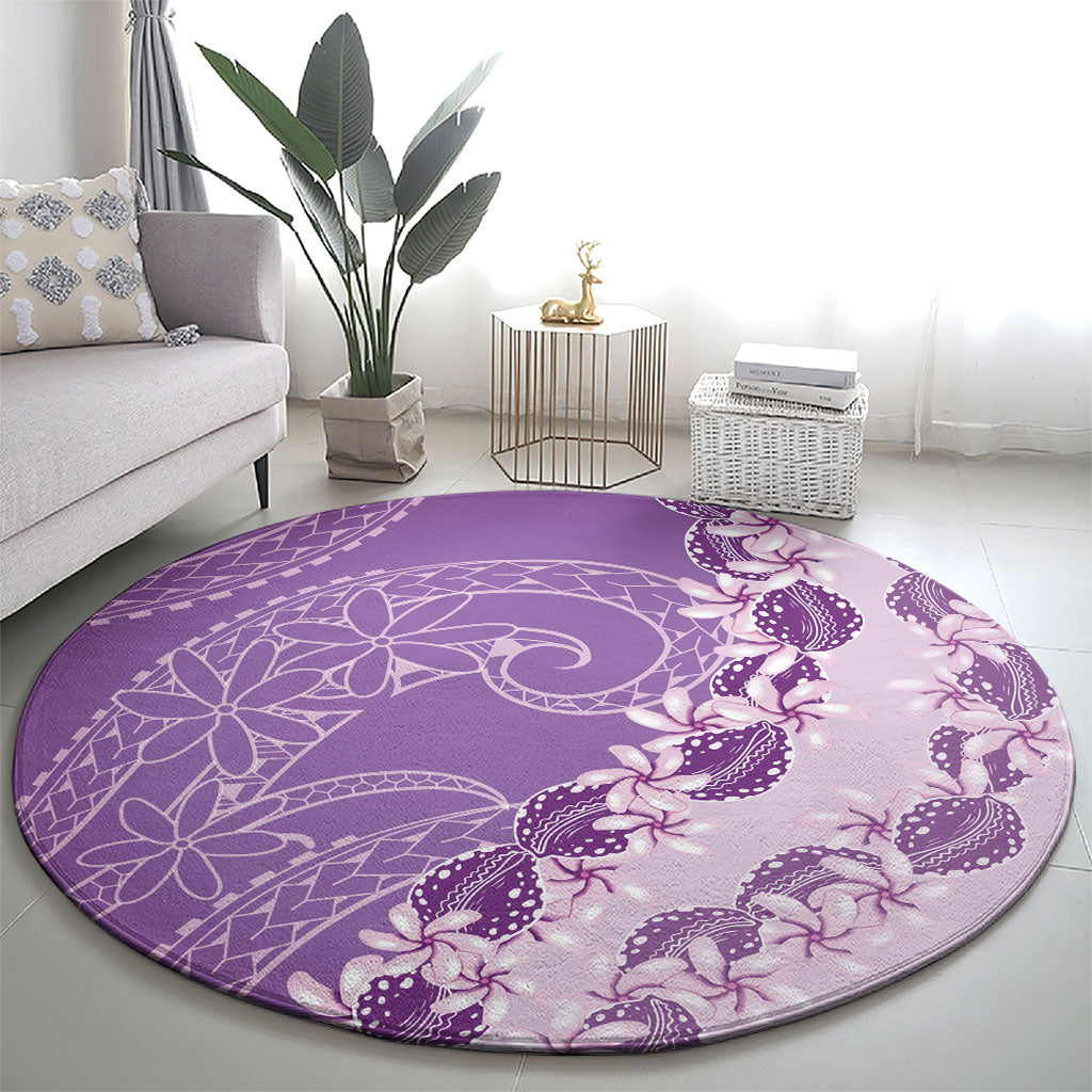 Heiva i Tahiti Round Carpet Tahitian Tiare Maori Cowrie Lei Purple