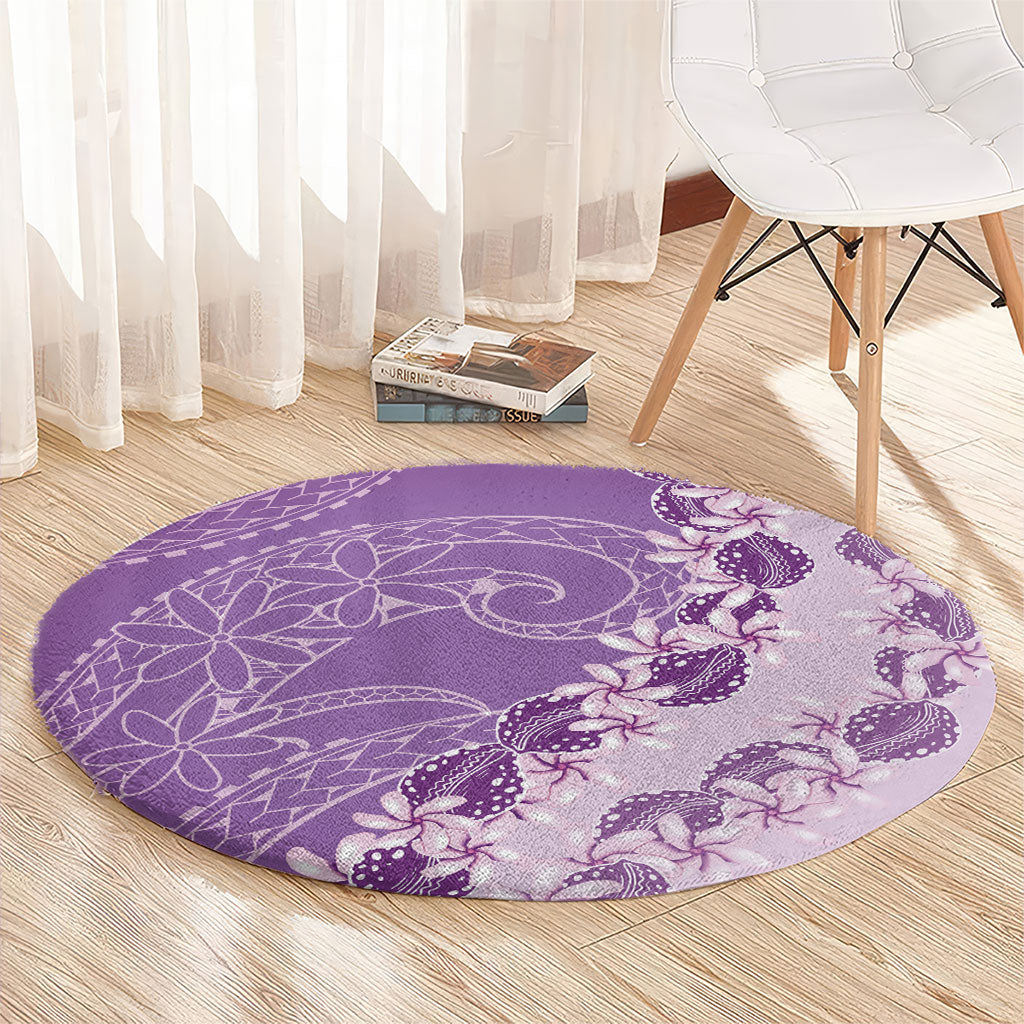 Heiva i Tahiti Round Carpet Tahitian Tiare Maori Cowrie Lei Purple