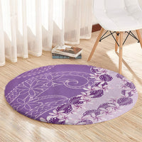 Heiva i Tahiti Round Carpet Tahitian Tiare Maori Cowrie Lei Purple