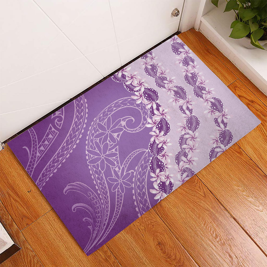 Heiva i Tahiti Rubber Doormat Tahitian Tiare Maori Cowrie Lei Purple