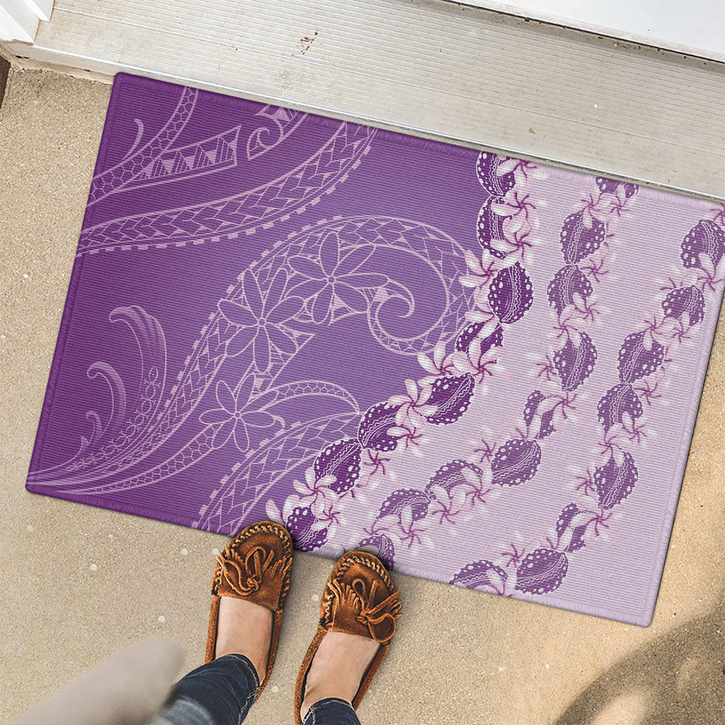 Heiva i Tahiti Rubber Doormat Tahitian Tiare Maori Cowrie Lei Purple