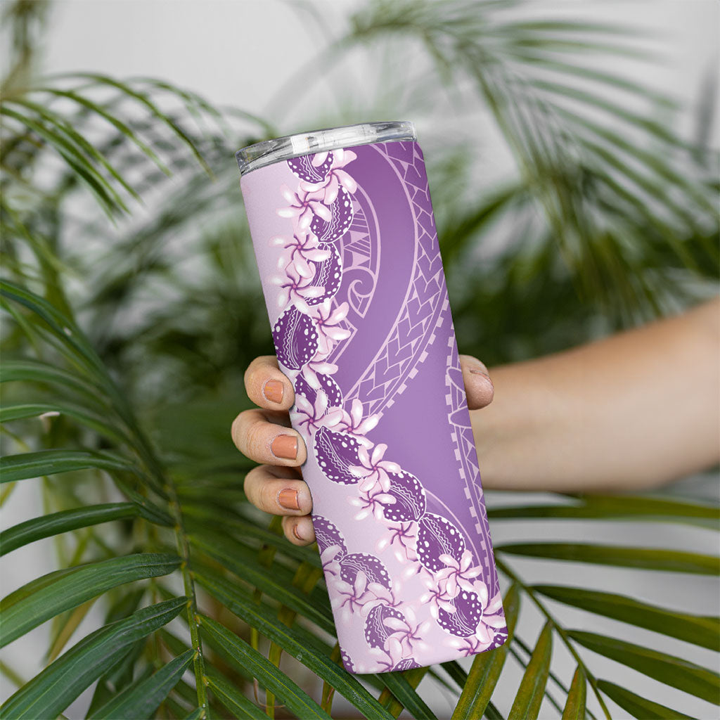 Heiva i Tahiti Skinny Tumbler Tahitian Tiare Maori Cowrie Lei Purple LT14 - Polynesian Pride