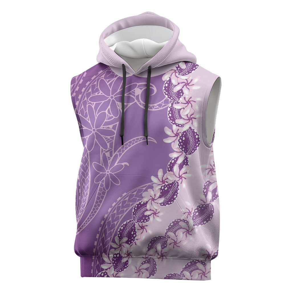 Heiva i Tahiti Sleeveless Hoodie Tahitian Tiare Maori Cowrie Lei Purple LT14 Purple - Polynesian Pride