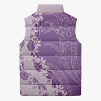 Heiva i Tahiti Sleeveless Puffer Jacket Tahitian Tiare Maori Cowrie Lei Purple