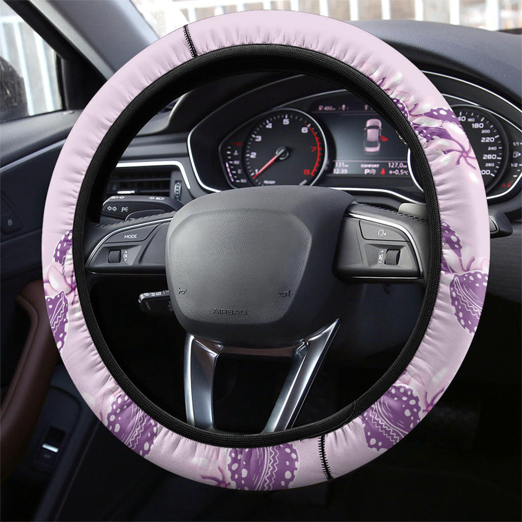 Heiva i Tahiti Steering Wheel Cover Tahitian Tiare Maori Cowrie Lei Purple
