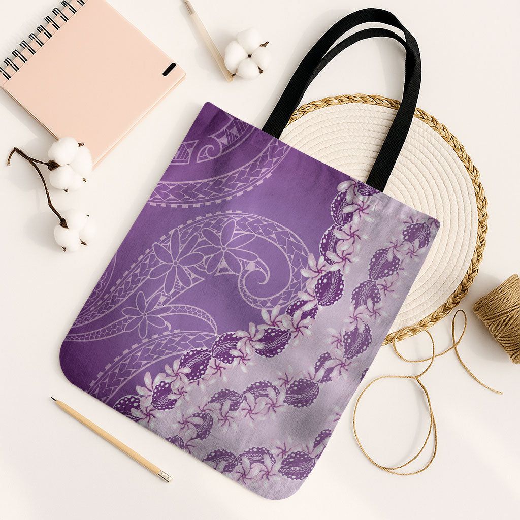 Heiva i Tahiti Tote Bag Tahitian Tiare Maori Cowrie Lei Purple