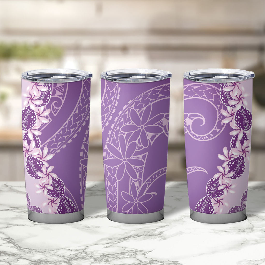 Heiva i Tahiti Tumbler Cup Tahitian Tiare Maori Cowrie Lei Purple