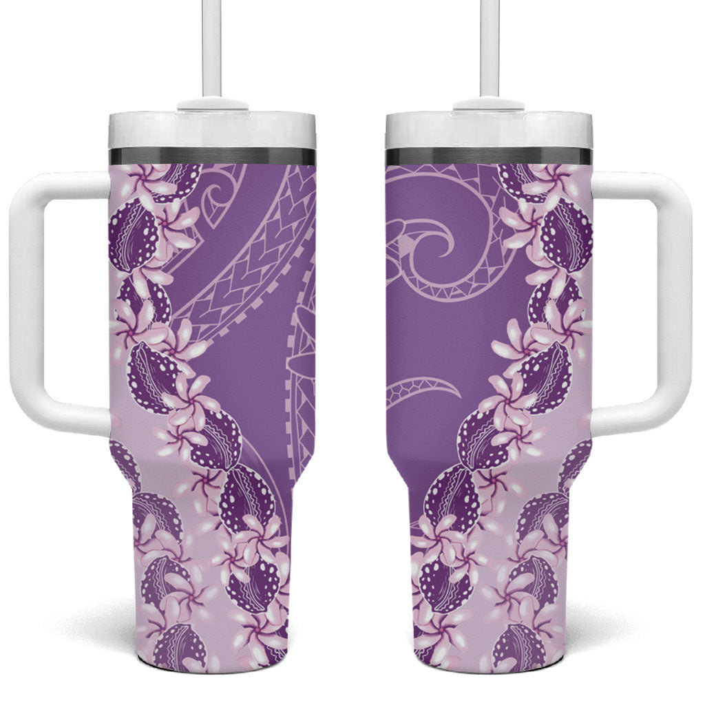 Heiva i Tahiti Tumbler With Handle Tahitian Tiare Maori Cowrie Lei Purple