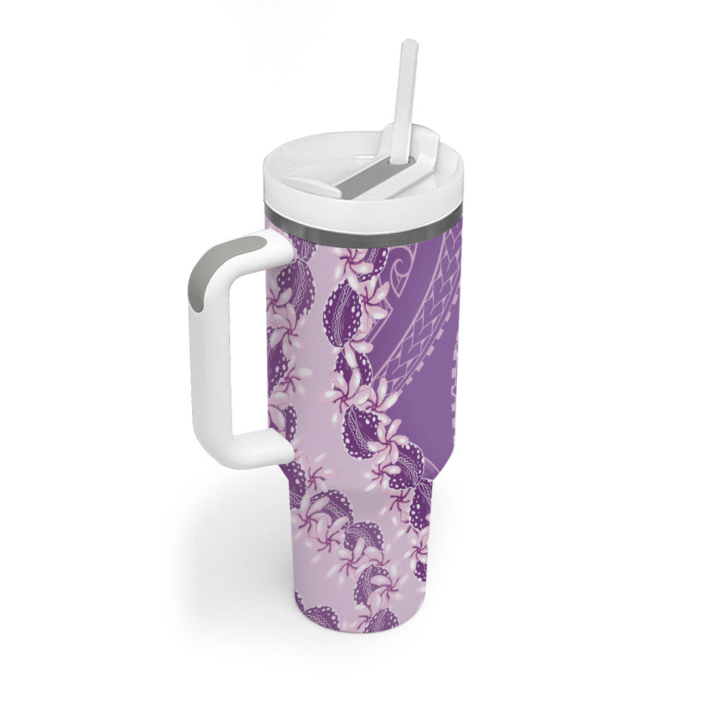 Heiva i Tahiti Tumbler With Handle Tahitian Tiare Maori Cowrie Lei Purple